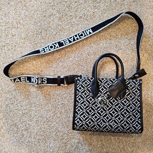 Michael Kors Mirella Small Metallic Logo Jacquard Crossbody Bag